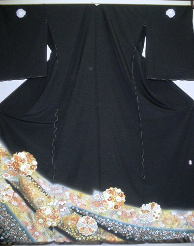 正絹留袖　江戸褄　浜ちりめん　正倉院　柄八掛付　日本製　未仕立て　送料無料