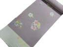小紋反物【正絹】【花輪】【渋め薄紫地】【丹後ちりめん】【未仕立て】【送料無料】