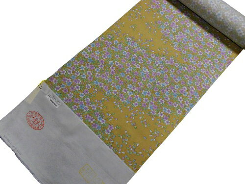 小紋反物【正絹】【イエロー】【小桜】【絹100％】【未仕立て】【送料無料】