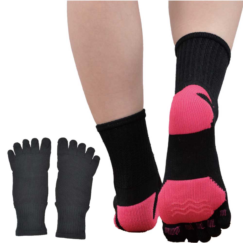 クッション フィンガー ソックス 日本製 速乾 吸収 ソフト やわらかい レディース 婦人 用