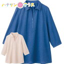 ブラウス 7分袖ドビー刺繍衿付Tブラウス シニアファッション レディース 80代 春 夏 涼しい おしゃれ かわいい M L LL 3L 大きいサイズ 大きめ ...