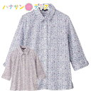 ブラウス 7分袖ドビー小花柄ブラウス シニアファッション レディース 80代 春 夏 涼しい おしゃれ かわいい 大きめボタン 斜めボタンホール M L 7分袖...