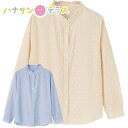 綿ドビーブラウス M L ドット柄 シニアファッション 70代 80代 90代 100歳 レディース 婦人 用
