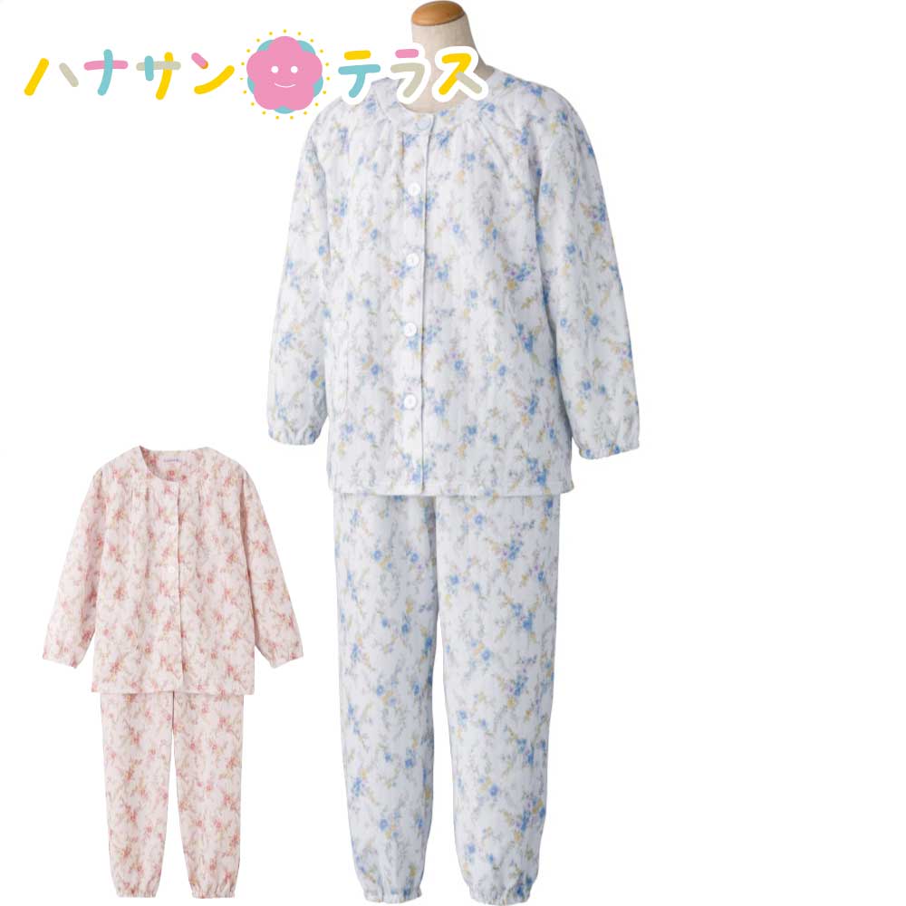 介護用 パジャマ 大きめボタン プチサイズキルトパジャマ M L 小さめサイズ 秋冬 あたたかい 手口 足口..