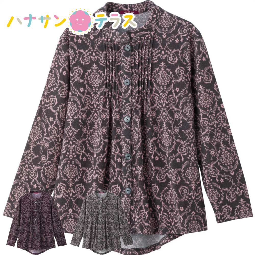 斜め釦ホールピンタック ブラウス M L 腰曲がり 後ろ身頃長め 腰曲がり体型 シニアファッション 70代 8..