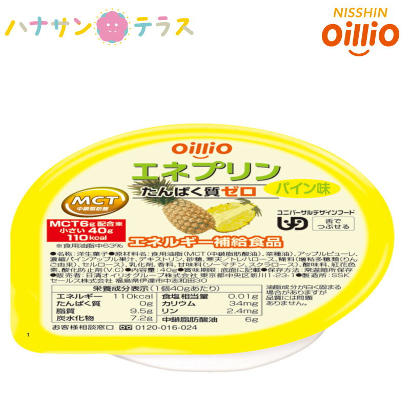 エネプリン パイン味 40g 日清オイリオグループ 介護食 舌でつぶせる 介護食品 栄養補助 在宅介護サポート食 エネルギー補給食 低たんぱく タンパク質ゼロ デザート スイーツ