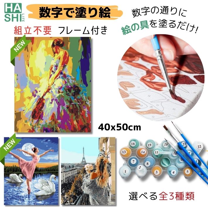 数字油絵 大人の塗り絵 数字塗り絵 フレーム付 50x40cm パズル塗り絵 ナンバーペイント アートパネル 人物 絵画 油絵…