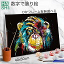 数字油絵 大人の塗り絵 絵画 動物 アートパネル アクリル絵具 パズル絵 塗り絵キット ナンバーペイント フレーム付 数字塗り絵 かわいい カラフル モンキー 猿 油絵塗り絵 油絵セット インテリア ぬりえ diy油絵 壁掛け 工作 暇つぶし 母の日 装飾 ペイントバイナンバー