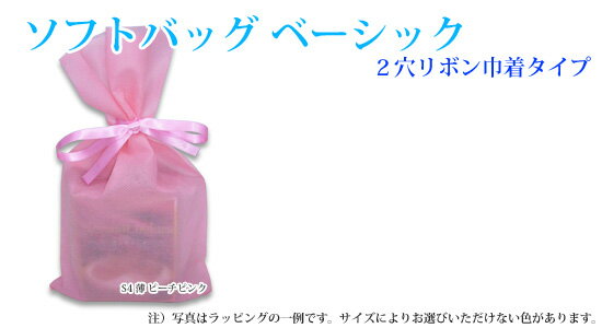 楽天橋本クロス【ラッピング・不織布袋】ソフトバッグベーシック2穴リボン巾着S1薄LS121 W100mm×105/H150mm100枚入　選べる16色【代引不可】