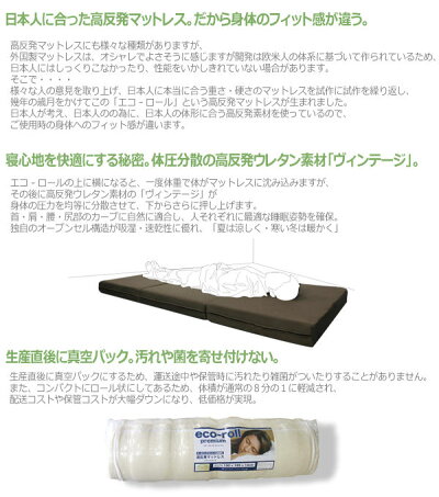 【モニター価格】日本人のための高反発ノンスプリングマットレス三つ折り高反発マットレス『eco-roll』(エコ・ロール)エコロールシングルサイズ(100×198×11cm)新生活2012春【RCP】10P01Sep13