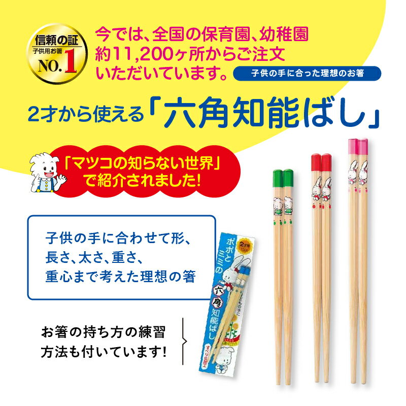 持ちやすい！【 六角知能箸 】 楽天1位 こども 箸 名入れ 小学生 矯正箸 トレーニング 練習 食育 知育 日本製 幼稚園 保育園 食器洗浄機対応 ウィークリーランキング 週間 1位 箸匠せいわ 公式 3