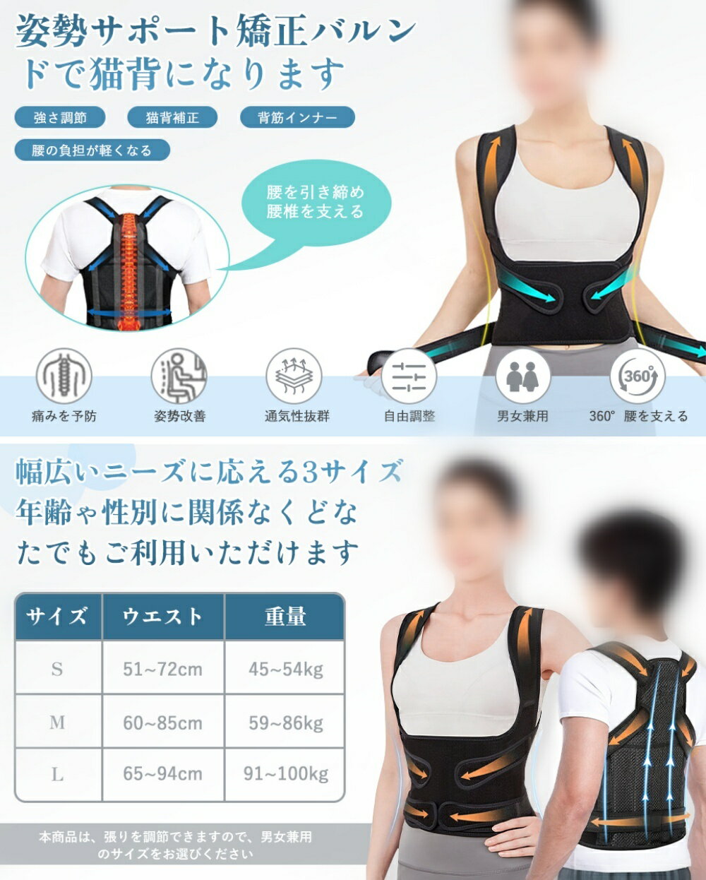 【脇が痛くならない最新構造】 猫背ベルト 【2024業界新進化！ 補正力アップ】 姿勢サポーター 姿勢ベルト 背筋ベルト 猫背 背筋 背中 通気性 肌にやさしい素材 脱着簡単 男女兼用 プレゼント最適 猫背から美しい姿勢へ