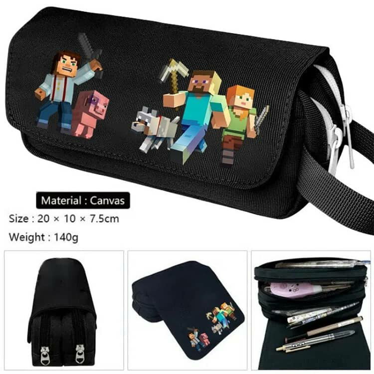 筆入れ 筆箱 ポーチ ペンポーチ ペンケース 多機能ポーチ 小物入れ 二層 MINECRAFT ペンケース マインクラフト ペンケース 筆箱 文具収納 グッズ ペンシルケース 小学生 入学式 鉛筆ケース プレゼント ギフト 送料無料 3
