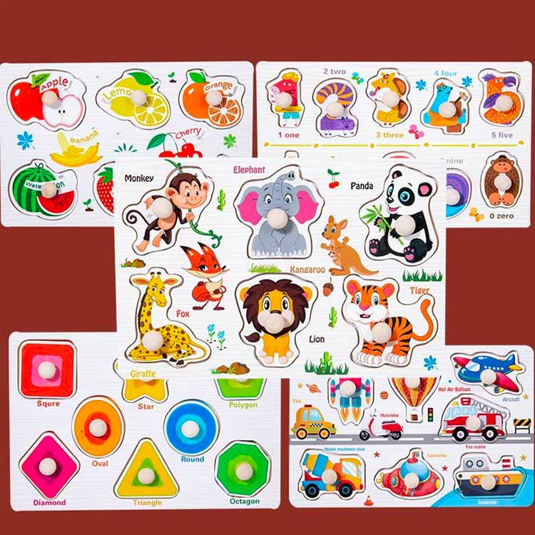 モンテッソーリ おもちゃ 知育玩具 木製 型はめパズル 5個セット アニマル柄 果物 恐竜 数字 アニマル アルファベット 暇つぶし 子供 室内 果物 交通工具 アルファベット 1歳 2歳 3歳 出産祝い 3
