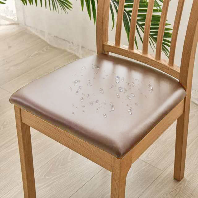 チェアカバー PUレザー 椅子カバー 座面用 ダイニング ストレッチ 座面カバー 防水 汚れ防止 シンプル 高級感 自宅用 料理屋 お洒落 オフィス 洗える 家庭用 取付簡単 送料無料 [3]