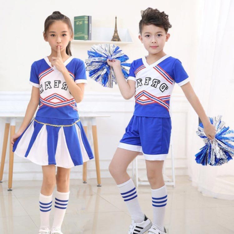 応援ダンス ユニフォーム 半袖 チアガール衣装 発表会 コスプレ 女の子 キッズチア...