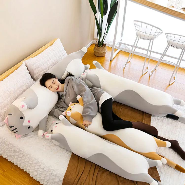 抱き枕 ぬいぐるみ 大きい 動物 ネコ 可愛い 猫 癒し系 アニマル ふわふわ 背当た...