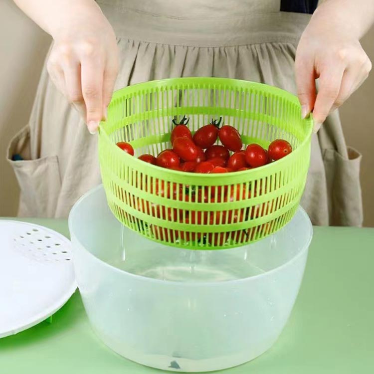 野菜カッター 水切り器 サラダスピナー 野菜水切り 手動式 1台2役 ボウル ザル 水切り 千切り スライサー キッチンツール 台所用品 調理器具 多機能 キッチン用品 お手入れ簡単 送料無料 hasukii-10004246 ネットショップハスキー サンプル画像2