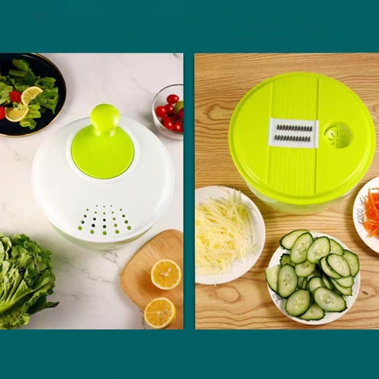 野菜カッター 水切り器 サラダスピナー 野菜水切り 手動式 1台2役 ボウル ザル 水切り 千切り スライサー キッチンツール 台所用品 調理器具 多機能 キッチン用品 お手入れ簡単 送料無料 hasukii-10004246 ネットショップハスキー サンプル画像3