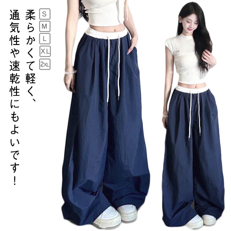 Other - レディース 冷感 涼しい 速乾 夏 涼感 薄手 ワイドパンツ ワイドパンツ ボトムス パンツ ガウチョパンツ ワイド 細見え リラックス カジュアル イージーパンツ カーゴパンツ 登山 日焼け止め UVカット トレッキングパンツ 大きいサイズ