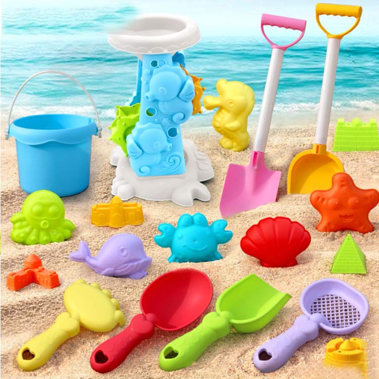 ネットショップハスキーの19点セット 水遊び ベビー 押し型 お砂場遊びセット おもちゃ雪遊び お砂場遊びセット 20点セット 幼児用 キッズ ビーチバケツ キャンプ アウトドア ギフト 出産祝い 砂遊び ビーチおもちゃ 砂場セット 砂遊びおもちゃ｜アングル2