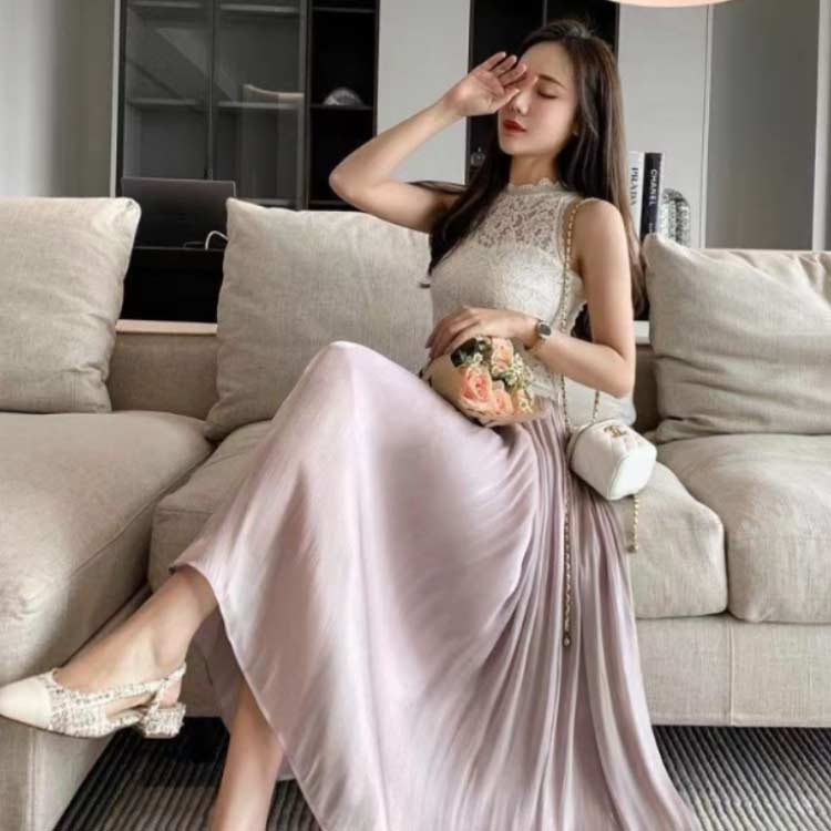 光沢 スカート ロングスカート ミモレスカート スカート ミモレ丈 フレアスカート 膝下 ハイウェスト Aラインスカート 春 夏 つや感 ゆったり 着痩せ S M L XL hasukii-10004992 ネットショップハスキー サンプル画像2