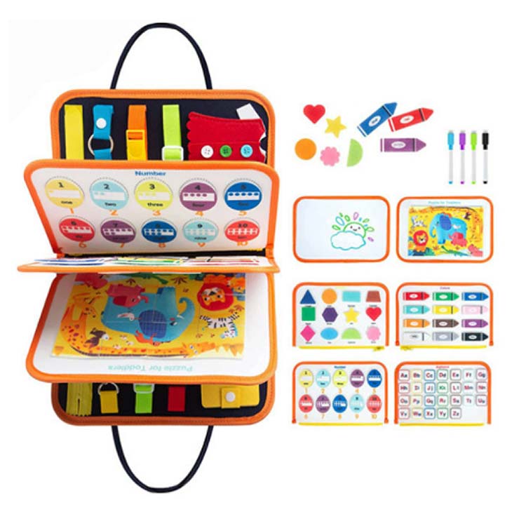 モンテッソーリ 玩具 おもちゃ 知育玩具 教具知育 ビジーボード 幼児用 お着替えの練習 指先訓練 紐通し 靴紐結び ボタン ジッパー 早期開発 五感 子ども プレゼント 贈り物 収納便利 出産祝い 送料無料 2
