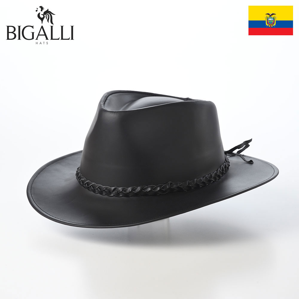 Rakuten - BIGALLI 中折れハット レザーハット 本革 帽子 メンズ ウェスタン カウボーイ 秋 冬 紳士帽子 大きいサイズ 普段使い メンズハット ギフト ビガリ ブランド エクアドル製 MELBOURNE LEATHER(メルボルン レザー) ブラック 父の日ギフト 2026