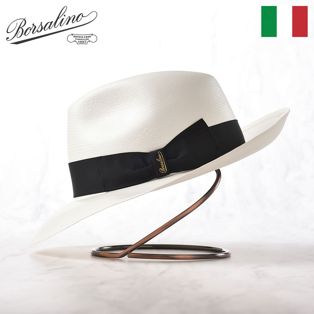 Borsalino ボルサリーノ パナマ帽 中折れハット メンズ 父の日 春 夏 つば広 本パナマ トキヤ草100％ ブランド カジュアル おしゃれ シンプル 高級 ギフト プレゼント 紳士帽 イタリア製 Panama Fine WideBrim（パナマ ファイン ワイドブリム） 140340 ホワイト 父の日ギフト