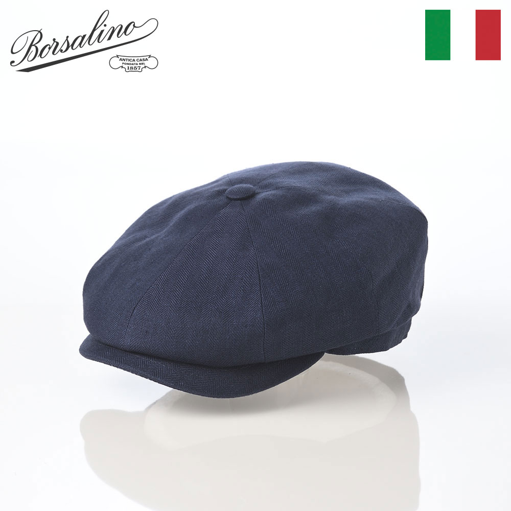 乐天商城 - Borsalino ボルサリーノ 帽子 メンズ CAP ハンチング帽 ブランド おしゃれ カジュアル 高級 ファッション小物 アクセサリー Hunting Cesare Spigato Linen（ハンチング チェーザレ スピゲート リネン） B15120 ネイビー