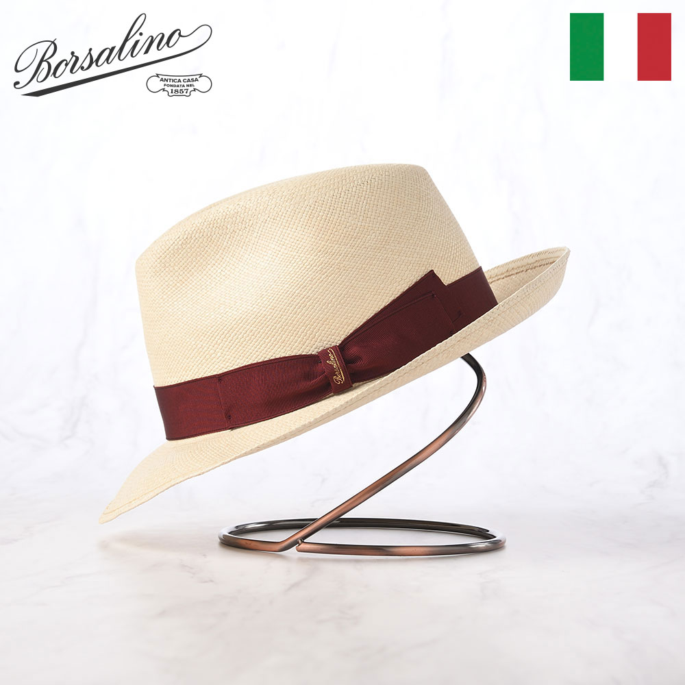 Rakuten - Borsalino ボルサリーノ パナマ帽 パナマハット 中折れハット 春 夏 メンズ 中折れ帽 紳士帽 おしゃれ 高級 ブランド イタリア ファッション小物 アクセサリー Panama Quito(パナマキート) 140228 ワインリボン 父の日ギフト 2026