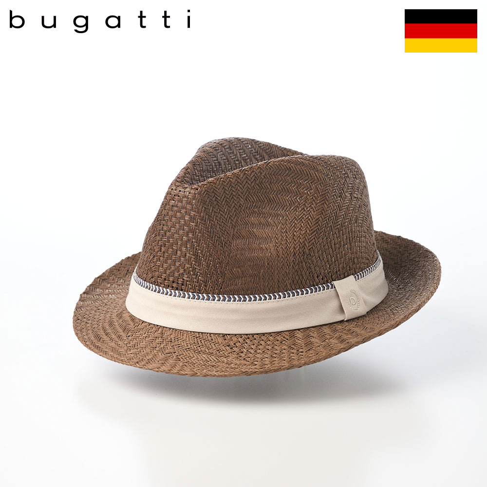 乐天商城 - bugatti 帽子 中折れハット ブレードハット 春 夏 メンズ レディース ユニセックス ギフト カジュアル おしゃれ ドイツブランド ファッション小物 ブガッティ Summer Weave Fedora（サマーウィーブフェドラ） 629018 ブラウン 父の日ギフト