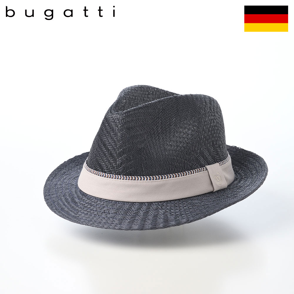 乐天商城 - bugatti 帽子 中折れハット ブレードハット 春 夏 メンズ レディース ユニセックス ギフト カジュアル おしゃれ ドイツブランド ファッション小物 ブガッティ Summer Weave Fedora（サマーウィーブフェドラ） 629018 ダークネイビー 父の日ギフト