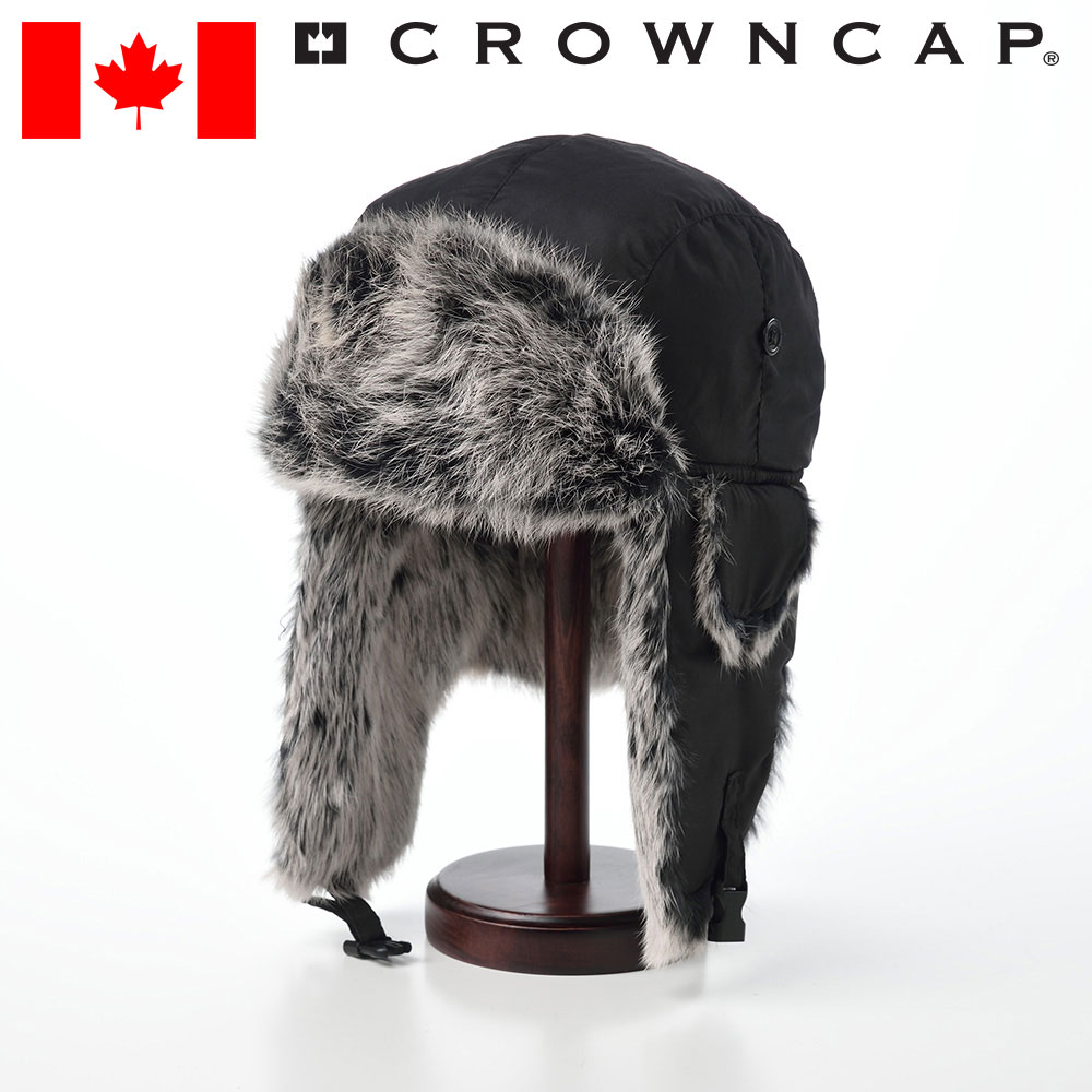 CROWNCAP 飛行帽 フライトキャップ 防寒帽 帽子 メンズ 秋 冬 大きいサイズ 紳士帽 毛皮 カジュアル アウトドア 雪国 S M L XL ブラック ...