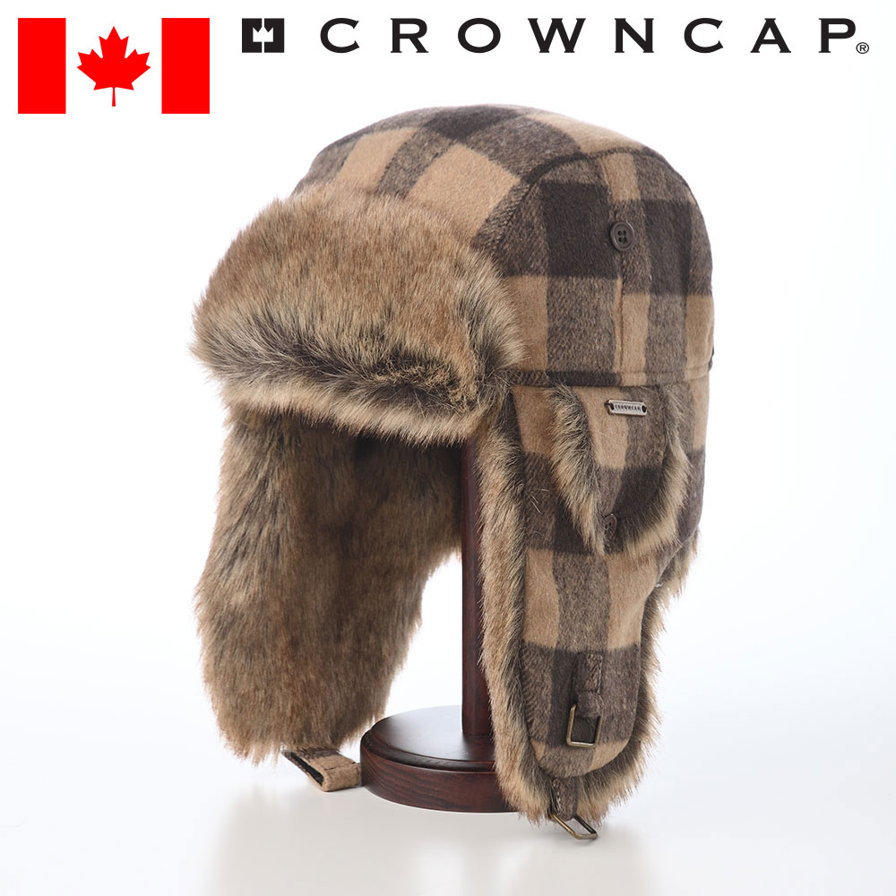 CROWNCAP 飛行帽 フライトキャップ 防寒帽 帽子 メンズ 秋 冬 大きいサイズ 紳士帽 カジュアル アウトドア バイク 暖かい ワイルド カナダブランド...