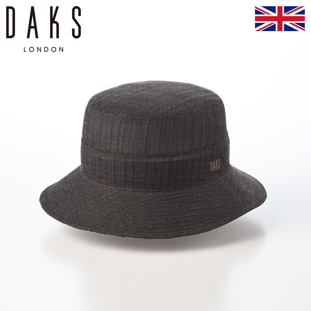 Rakuten - DAKS ダックス 帽子 バケットハット サファリハット メンズ レディース 紳士帽 大きいサイズ サイズ調整 uv カジュアル アウトドア ブランド Safari KARAMI Linen minicheck（サファリ カラミリネン ミニチェック） D3002 ブラウン 父の日ギフト 2026
