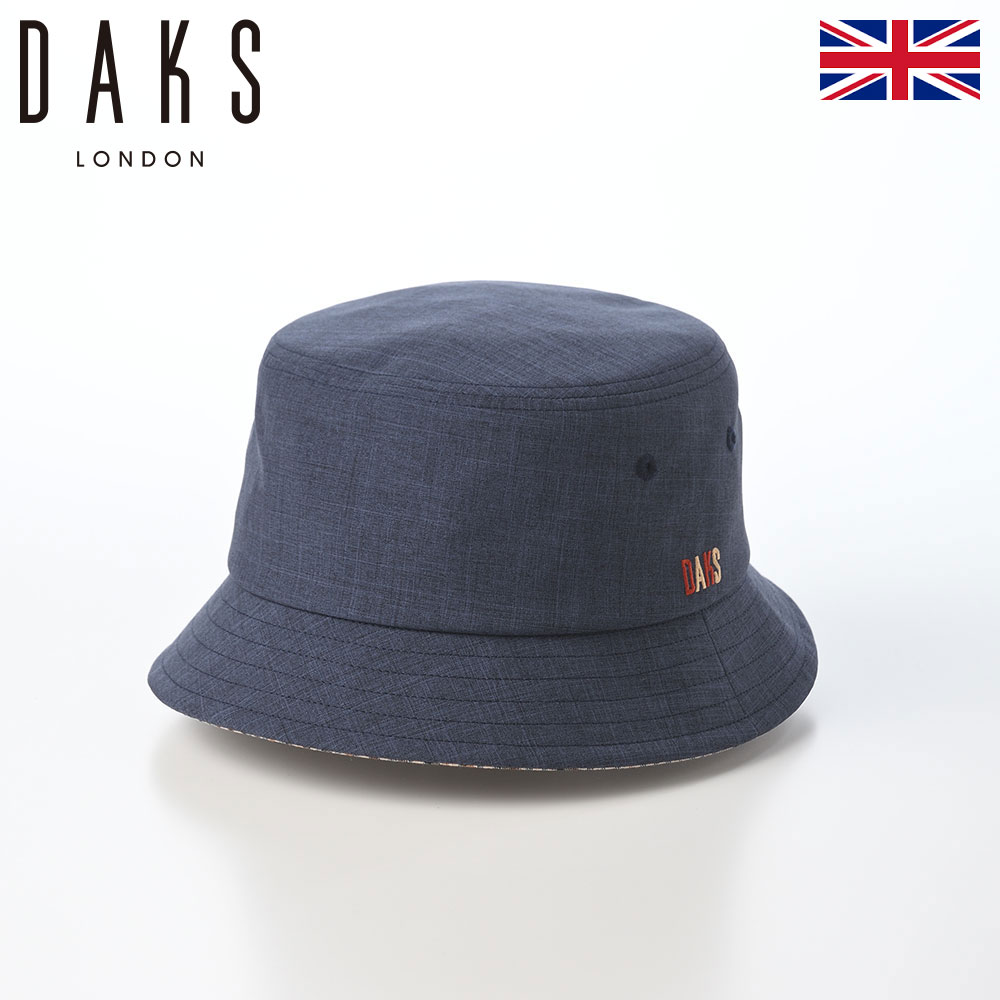 DAKS ダックス 帽子 バケットハット メンズ レディース 紳士帽 大きいサイズ サイズ調整 uv カジュアル アウトドア ブランド Bucket Hat Chambray minicheck（バケットハット シャンブレー ミニチェック） D3018 ネイビー 父の日ギフト 2026