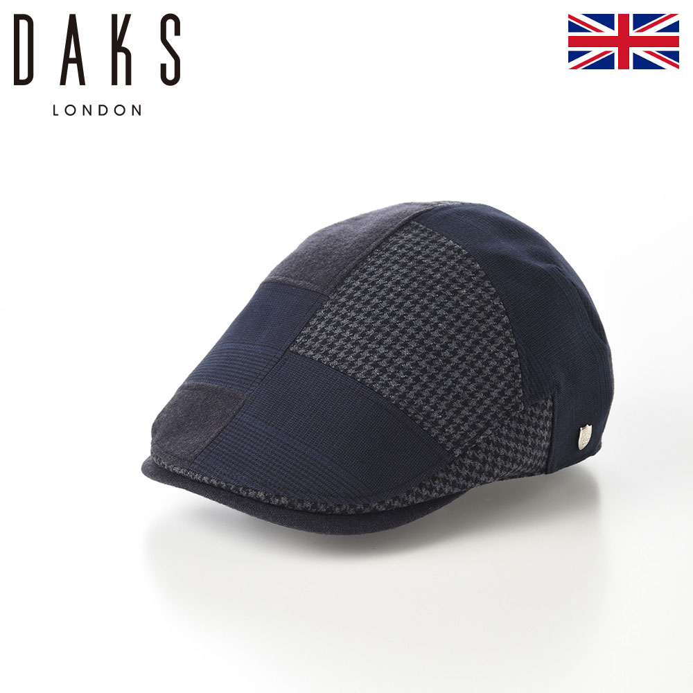 DAKS 帽子 ハンチング帽 メンズ レディース 秋 冬 キャップ CAP 大きいサイズ カジュアル 普段使い ファッション小物 アクセサリー イギリス ブランド ダックス Hunting Check Patchwork(ハンチング チェック パッチワーク) D3896 ネイビー 父の日ギフト