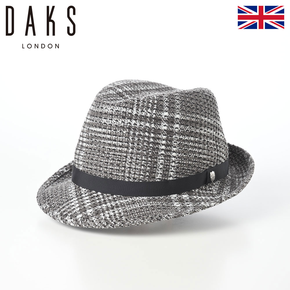 DAKS 帽子 中折れハット メンズ レディース 秋 冬 ソフトハット ソフト帽 大きいサイズ おしゃれ 普段使い カジュアル 防寒 ブランド ダックス Manish Knit Glen Check(マニッシュ ニット グレンチェック) D4012 グレー ギフト
