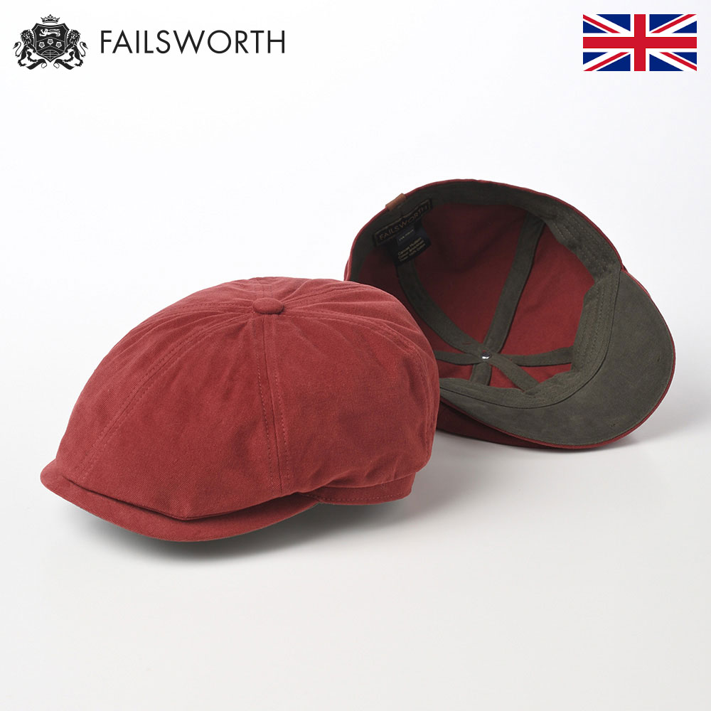 【父の日特別価格】Failsworth ハンチング帽 キャスケット 春 夏 メンズ レディース 父の日 キャップ CAP 鳥打帽 大きいサイズ カジュアル 普段使い シンプル コットン素材 あす楽 イギリス 英国ブランド フェイルスワース Canvas Hudson（キャンバス ハドソン） レッド