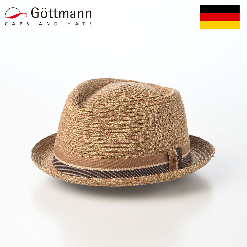 ■別のカラーはこちらライトグリーン仕様 カラー：ライトブラウン ブランド：Gottmann（ゴットマン）／ドイツ 素材：分類外繊維（ペーパー）100％ つばの広さ：約3～4cm 重さ：約100g イタリア製 ストローハット 着用シーズン：春～夏 ※サイズ調整テープ（長さ30cm）が1個付属します。 ■ サイズの目安 実寸：M:57cm、L:59cm、XL:60cm