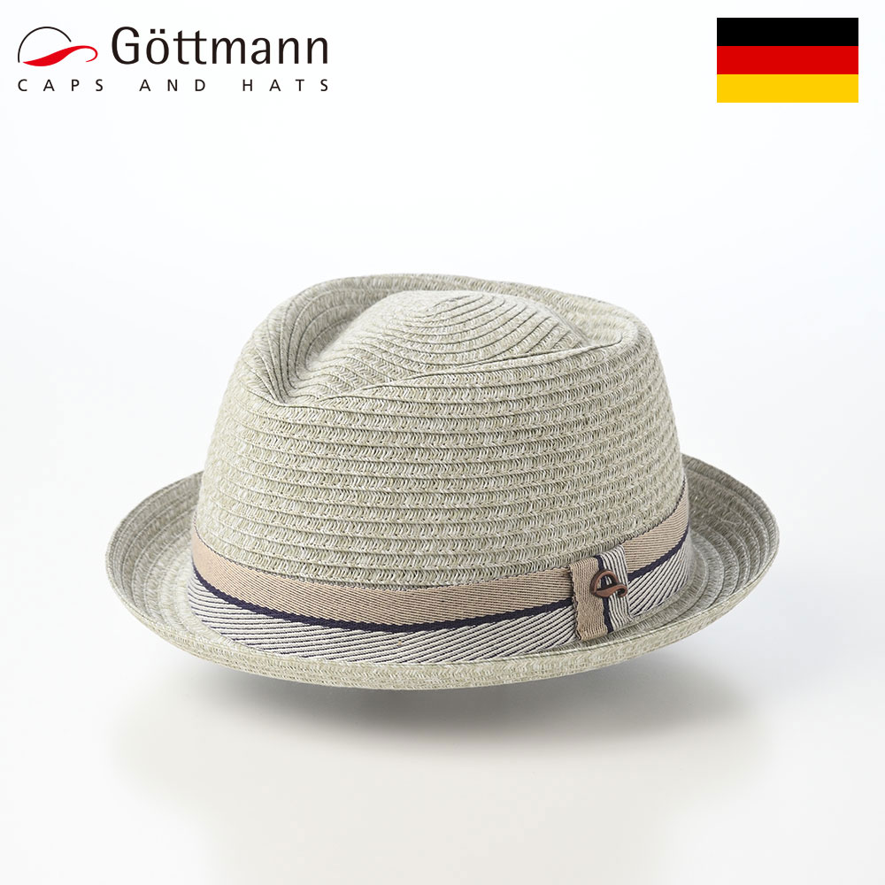 ■別のカラーはこちらライトブラウン仕様 カラー：ライトグリーン ブランド：Gottmann（ゴットマン）／ドイツ 素材：分類外繊維（ペーパー）100％ つばの広さ：約3～4cm 重さ：約100g イタリア製 ストローハット 着用シーズン：春～夏 ※サイズ調整テープ（長さ30cm）が1個付属します。 ■ サイズの目安 実寸：M:57cm、L:59cm、XL:60cm
