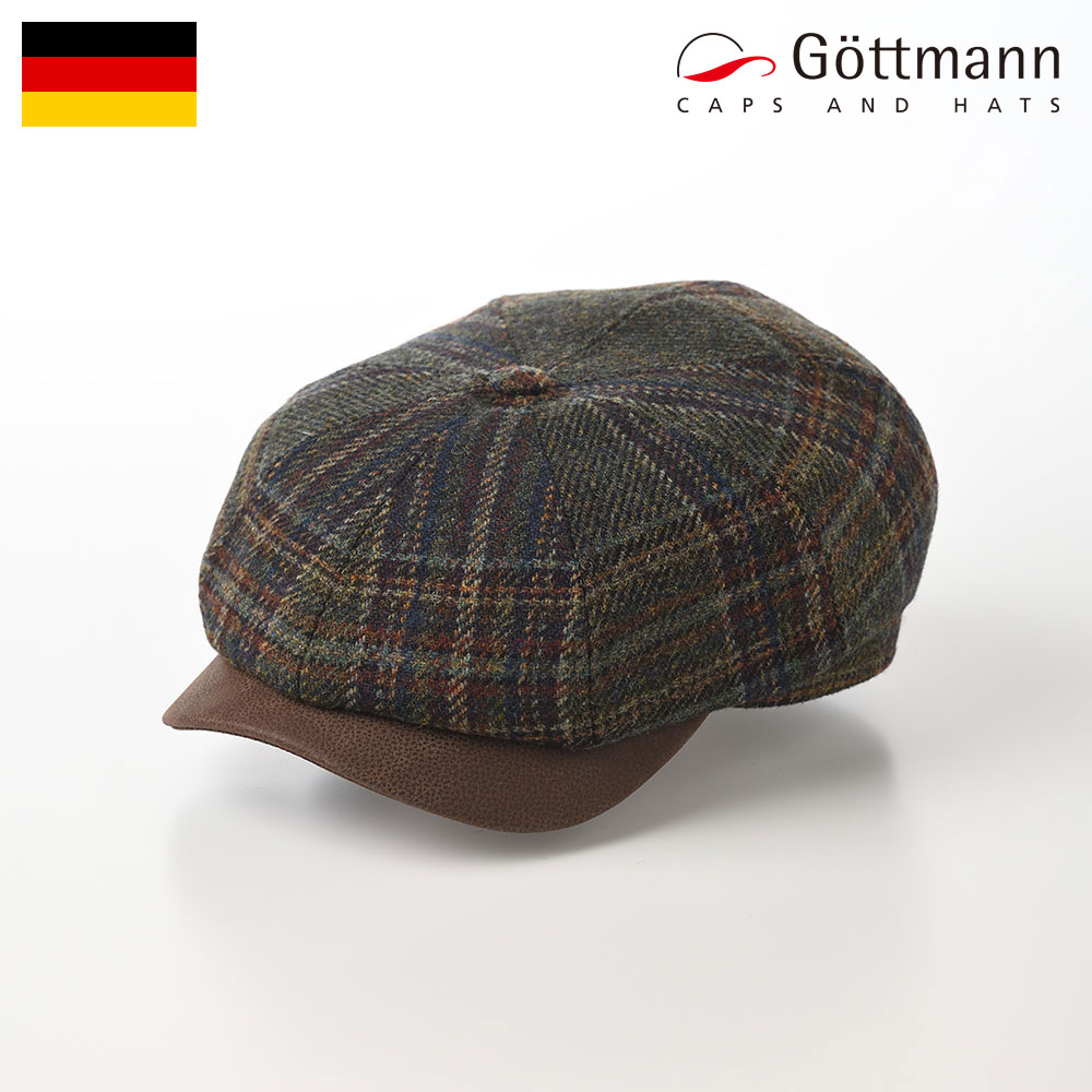 Gottmann キャスケット帽 帽子 ニュースボーイキャップ CAP ハンチング帽 メンズ レディース 秋 冬 大きいサイズ カジュアル おしゃれ 普段使い ファッション小物 ドイツ ブランド ゴットマン Kingston Wool（キングストン ウール） G2333528 オリーブ