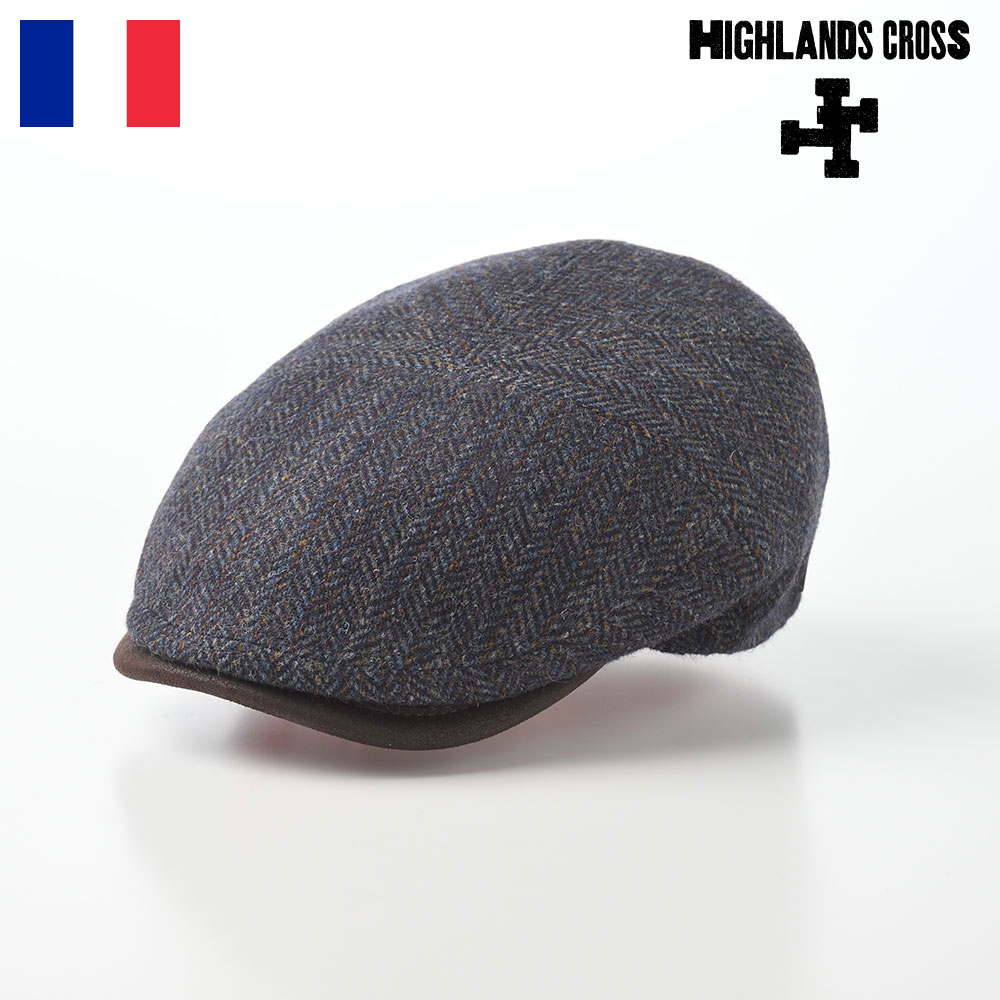 【特別価格】HIGHLANDS CROSS ハンチング帽 キャップ メンズ レディース 秋 冬 帽子 大きいサイズ CAP ハンチングベレー 鳥打帽 カジュアル 普段使い おしゃれ レディース あす楽 フランスブランド ハイランドクロス Stewart Wool 001（スチュワート ウール） ブルー