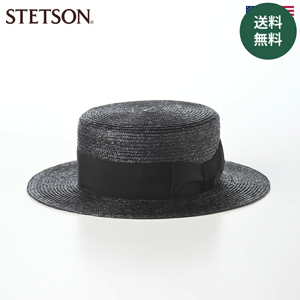 カンカン帽 メンズ レディース 日本製 春 夏 アメリカ STETSON ステットソン STRAW BRAID KANKAN HAT（ストローブレード カンカンハット） SE853 ブラック