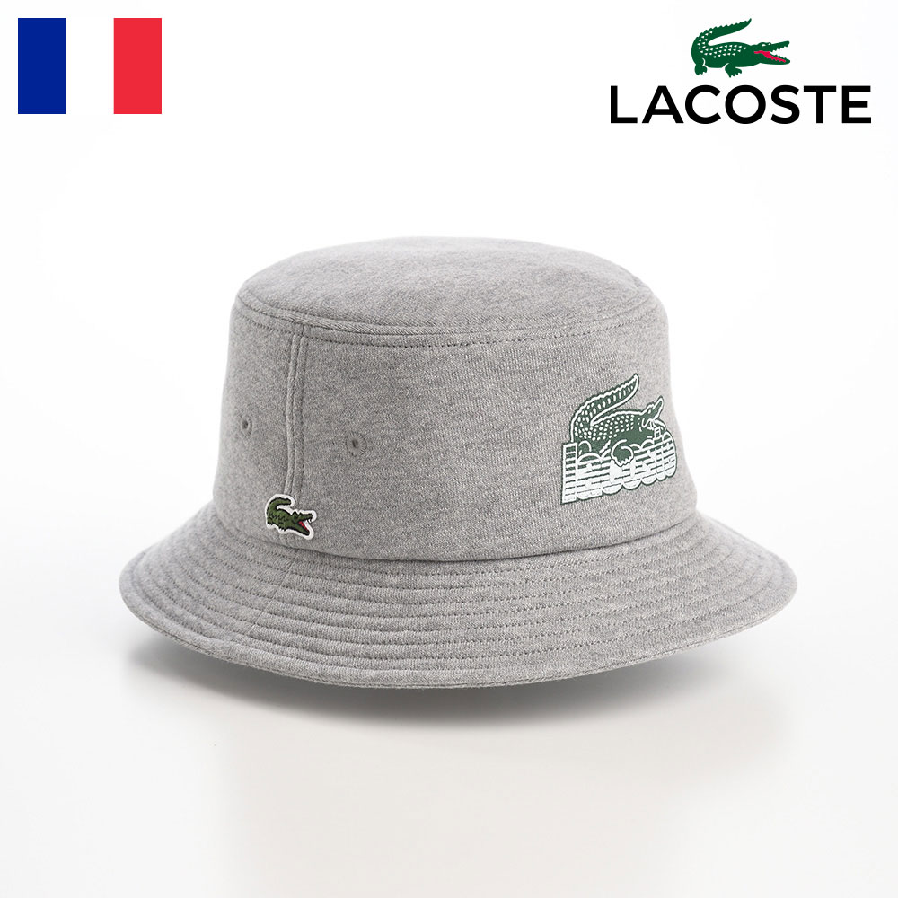 Rakuten - LACOSTE バケットハット 帽子 メンズ レディース 春 夏 秋 冬 サファリハット カジュアル ワニロゴ サイズ調整 アウトドア タウンユース ユニセックス 送料無料 ラコステ PRINT SWEAT BUCKET HAT(プリントスウェットバケットハット) L1268 グレー 父の日ギフト 2026