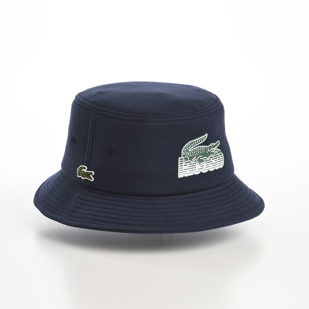 LACOSTE バケットハット 帽子 父の日 メンズ レディース 春 夏 秋 冬 サファリハット カジュアル ワニロゴ サイズ調整 アウトドア タウンユース ユニセックス 送料無料 ラコステ PRINT SWEAT BUCKET HAT（プリントスウェットバケットハット） L1268 ネイビー 2