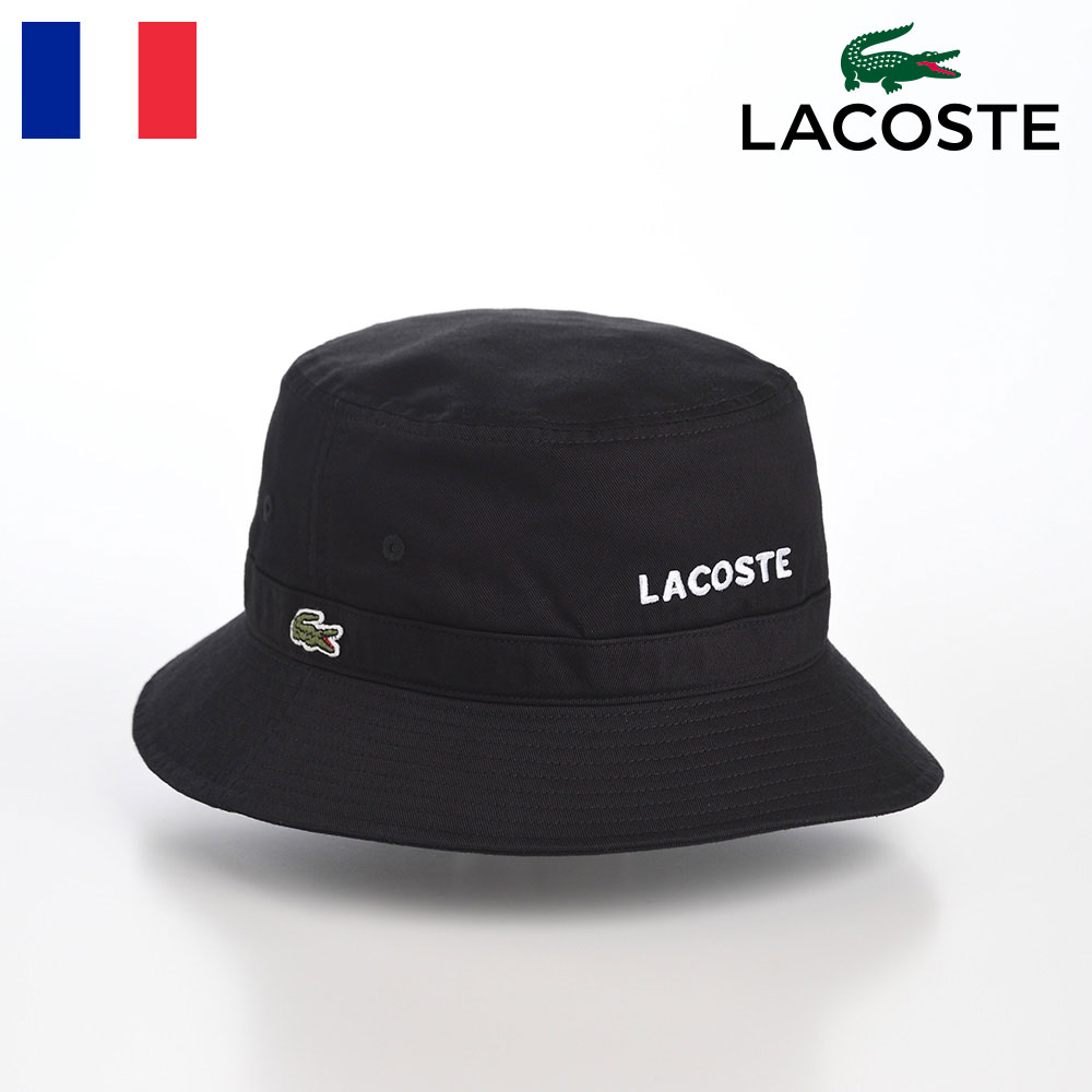 ラコステ LACOSTE バケットハット 帽子 父の日 メンズ レディース 春 夏 サファリハット カジュアル ワニロゴ サイズ調整 クラッシャブル アウトドア タウンユース ユニセックス 送料無料 あす楽 ラコステ WASHED LOGO BUCKET HAT（ウォッシュドロゴ バケットハット） L1317 ブラック