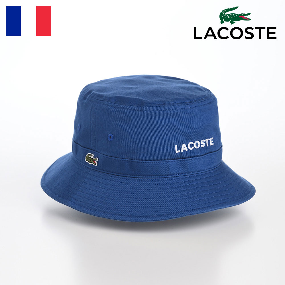 ラコステ LACOSTE バケットハット 帽子 メンズ レディース 春 夏 サファリハット カジュアル ワニロゴ サイズ調整 クラッシャブル アウトドア タウンユース ユニセックス 送料無料 あす楽 ラコステ WASHED LOGO BUCKET HAT（ウォッシュドロゴ バケットハット） L1317 ブルー