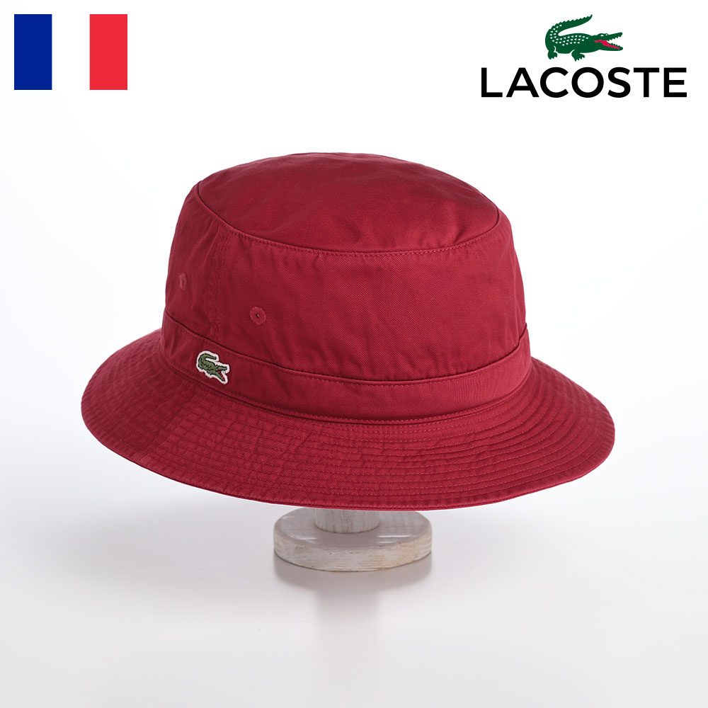 LACOSTE バケットハット 帽子 父の日 メンズ レディース 春 夏 秋 冬 サファリハット カジュアル シンプル ロゴ 折りたためる アウトドア ユニセックス オールシーズン 送料無料 あす楽 ラコステ COTTON SAFALI HAT（コットン サファリハット） L3981 レッド